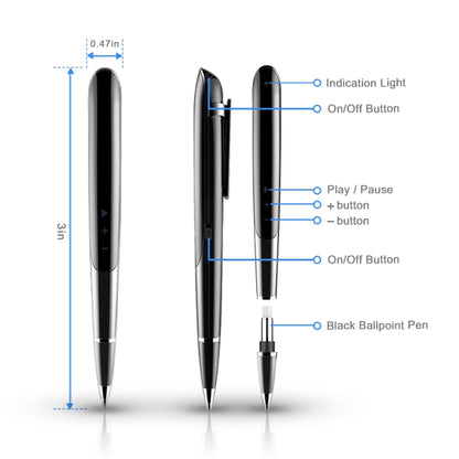 Q9 AI Intelligent High-definition Noise Reduction Conference Recording Pen Voice Control Recorder, Capacity:8GB(Black) - Security by buy2fix | Online Shopping UK | buy2fix