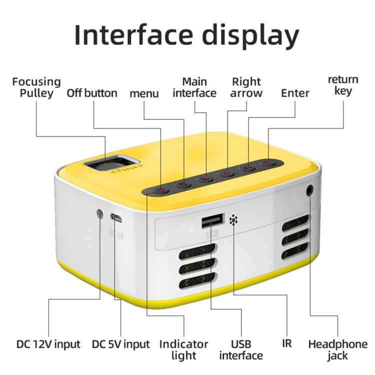 T20 320x240 400 Lumens Portable Home Theater LED HD Digital Projector, Same Screen Version, EU Plug(Black White) - Consumer Electronics by buy2fix | Online Shopping UK | buy2fix