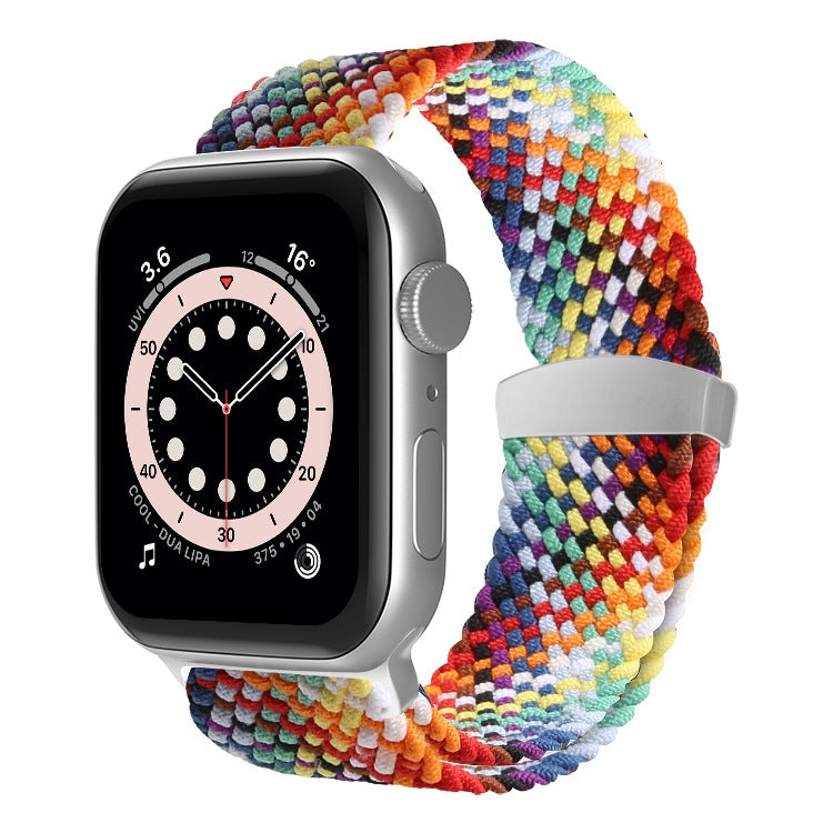 Nylon Braid Watch Band For Apple Watch Ultra 49mm&Watch Ultra 2 49mm / Series 9&8&7 45mm / SE 3&SE 2&6&SE&5&4 44mm / 3&2&1 42mm(Rainbow) - Watch Bands by buy2fix | Online Shopping UK | buy2fix