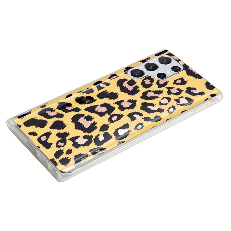For Samsung Galaxy S22 Ultra 5G Electroplating TPU Protective Phone Case(Leopard Texture) - Samsung Accessories by buy2fix | Online Shopping UK | buy2fix