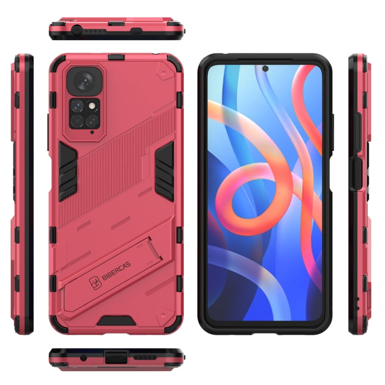 For Xiaomi Redmi Note 11 / Note 11S Global Punk Armor 2 in 1 PC + TPU Shockproof Phone Case with Invisible Holder(Light Red) - Xiaomi Cases by buy2fix | Online Shopping UK | buy2fix