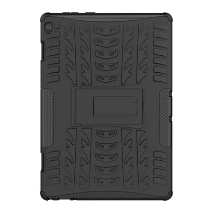 For Lenovo Tab M10 X605 / X505 Tire Texture Shockproof TPU+PC Protective Tablet Case with Holder(Black) - For Lenovo by buy2fix | Online Shopping UK | buy2fix