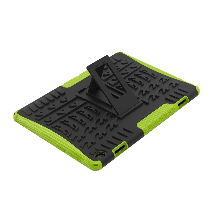 For Lenovo Tab M10 X605 / X505 Tire Texture Shockproof TPU+PC Protective Tablet Case with Holder(Green) - For Lenovo by buy2fix | Online Shopping UK | buy2fix