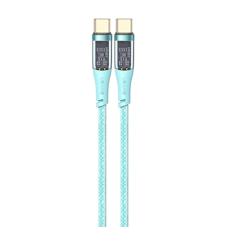 USAMS US-SJ574 Type-C / USB-C to Type-C / USB-C PD 100W Aluminum Alloy Transparent Charging Cata Cable, Length: 1.2m(Green) -  by USAMS | Online Shopping UK | buy2fix