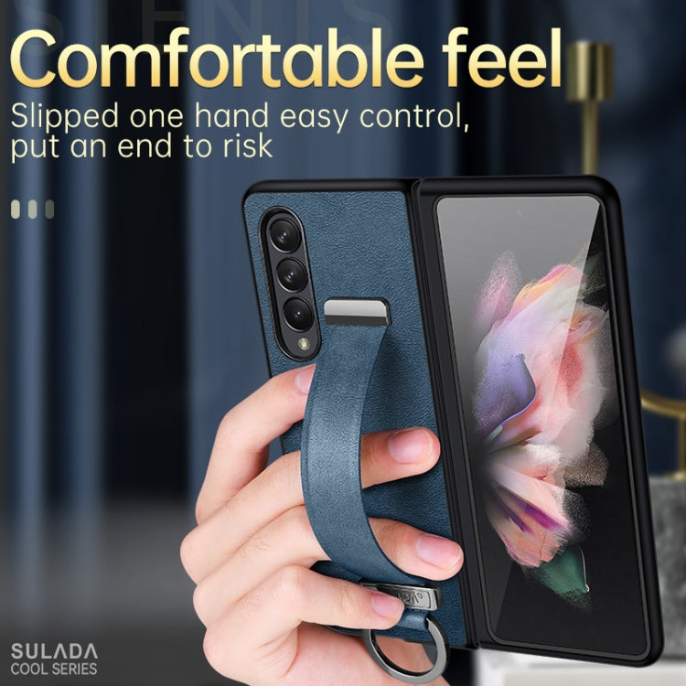 For Samsung Galaxy Z Fold3 5G SULADA Cool Series PC + Leather Texture Skin Feel Shockproof Phone Case(Orange) - Galaxy Phone Cases by SULADA | Online Shopping UK | buy2fix