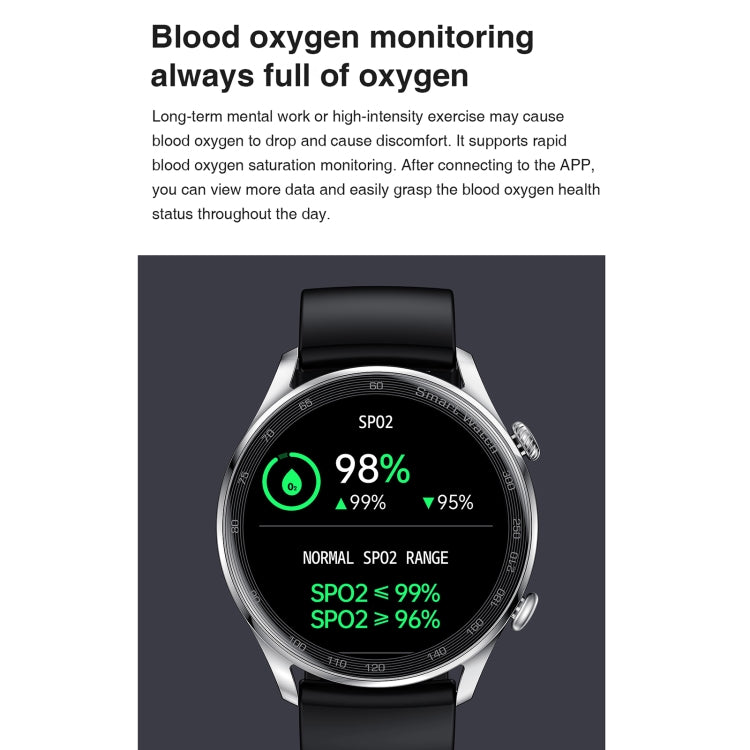 AK32 1.36 inch IPS Touch Screen Smart Watch, Support Bluetooth Calling/Blood Oxygen Monitoring,Style: Steel Watch Band(Black) - Smart Wear by buy2fix | Online Shopping UK | buy2fix