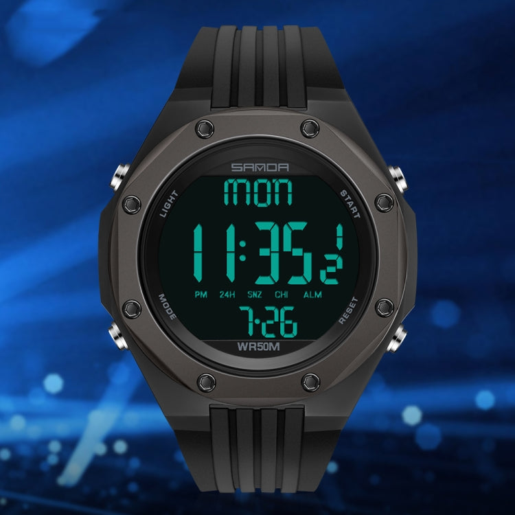 SANDA 6093 Waterproof Luminous Electronic Digital Watch(Black) - LED Digital Watches by SANDA | Online Shopping UK | buy2fix