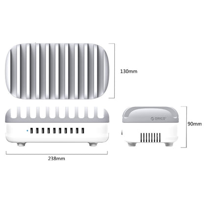 ORICO DUK-10P-DX 120W 5V 2.4A 10 Ports USB Charging Station, US Plug(White) - Multifunction Charger by ORICO | Online Shopping UK | buy2fix