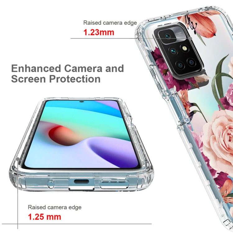 For Xiaomi Redmi 10 PC+TPU Transparent Painted Phone Case(Purple Floral) - Xiaomi Cases by buy2fix | Online Shopping UK | buy2fix