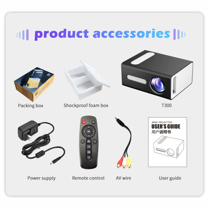 T300 25ANSI LED Portable Home Multimedia Game Projector, Plug Type:UK Plug(Black) - Consumer Electronics by buy2fix | Online Shopping UK | buy2fix