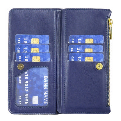 For iPhone 11 Diamond Lattice Zipper Wallet Leather Flip Phone Case (Blue) - iPhone 11 Cases by buy2fix | Online Shopping UK | buy2fix