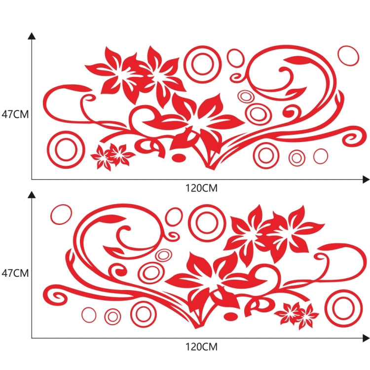 2 PCS/Set D-75 Flower Vine Pattern Car Modified Decorative Sticker(Red) - In Car by buy2fix | Online Shopping UK | buy2fix