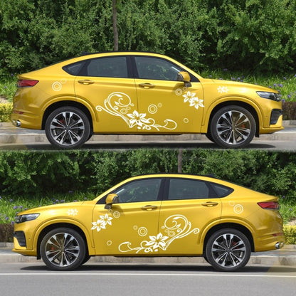 2 PCS/Set D-75 Flower Vine Pattern Car Modified Decorative Sticker(White) - In Car by buy2fix | Online Shopping UK | buy2fix