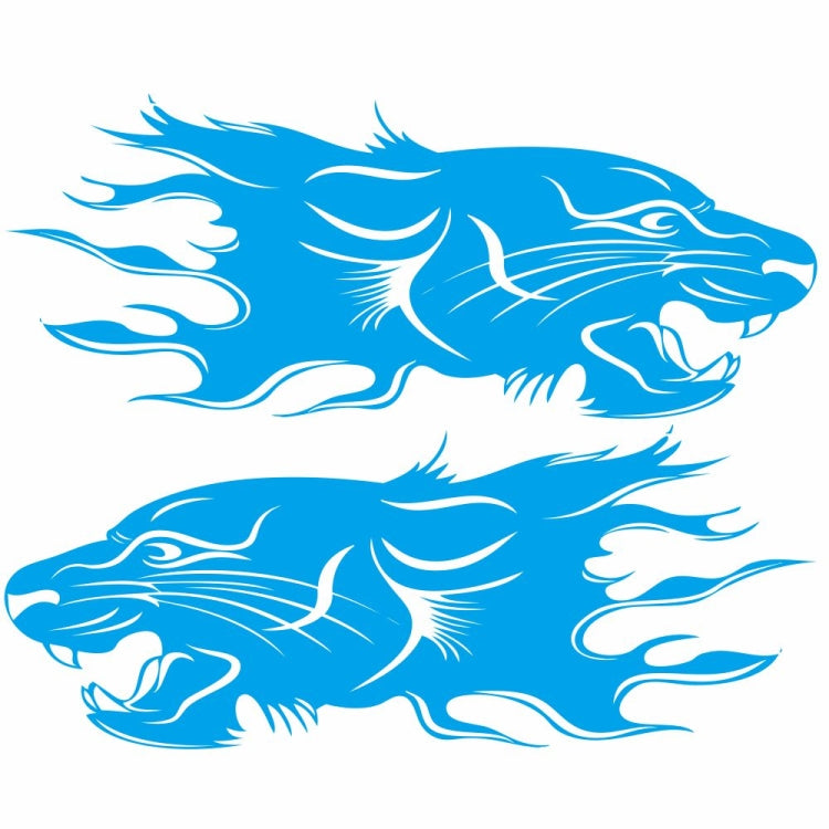 2 PCS/Set D-417 Lion Pattern Car Modified Decorative Sticker(Blue) - In Car by buy2fix | Online Shopping UK | buy2fix