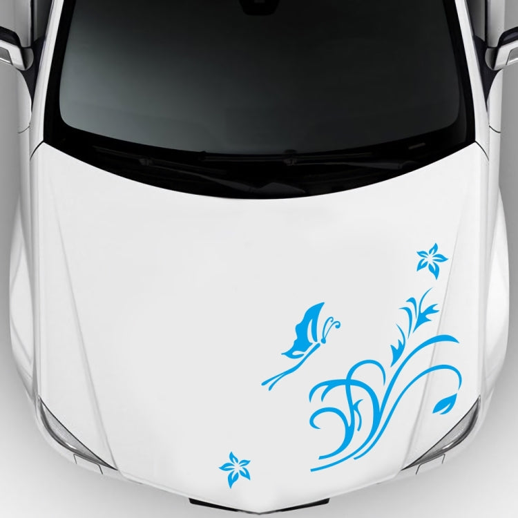 D-462 Butterfly Loves Flowers Pattern Car Modified Decorative Sticker(Blue) - In Car by buy2fix | Online Shopping UK | buy2fix