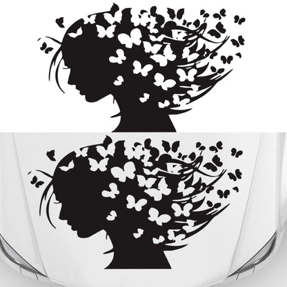 D-956 Butterfly Girl Pattern Car Modified Decorative Sticker(Black) - In Car by buy2fix | Online Shopping UK | buy2fix