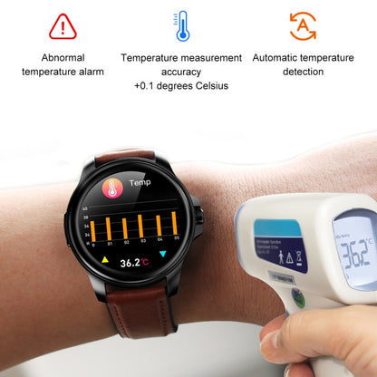 E89 1.32 Inch Screen Leather Strap Smart Health Watch Supports ECG Function, AI Medical Diagnosis, Body Temperature Monitoring(Brown) - Smart Wear by buy2fix | Online Shopping UK | buy2fix