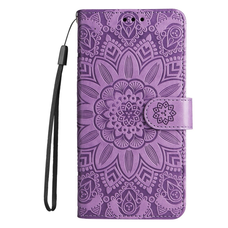 For Honor X7 / Honor Play 30 Embossed Sunflower Leather Phone Case(Purple) - Honor Cases by buy2fix | Online Shopping UK | buy2fix