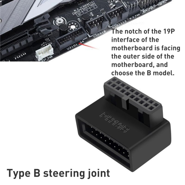 10 PCS 3.0 19P 20P 90 Degree Motherboard Male To Female Extension Adapter, Model: PH19B - Others by buy2fix | Online Shopping UK | buy2fix