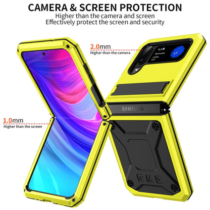 For Samsung Galaxy Z Flip4 Metal Shock-proof Phone Case With Holder(Yellow) - Galaxy Z Flip4 5G Cases by buy2fix | Online Shopping UK | buy2fix