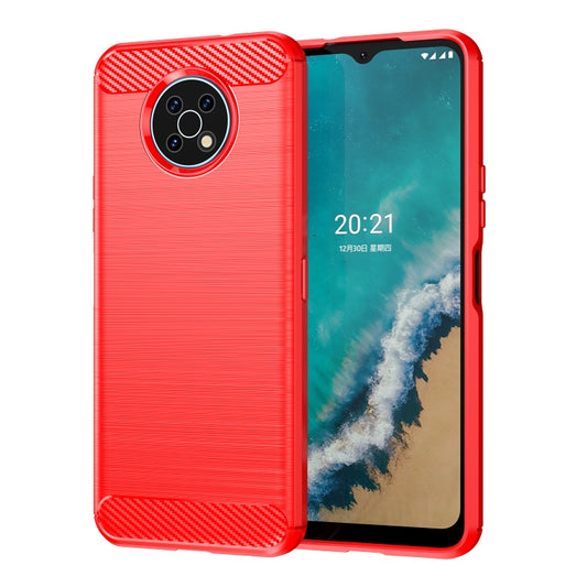 For Nokia G50 Brushed Texture Carbon Fiber TPU Phone Case(Red) - Nokia Cases by buy2fix | Online Shopping UK | buy2fix