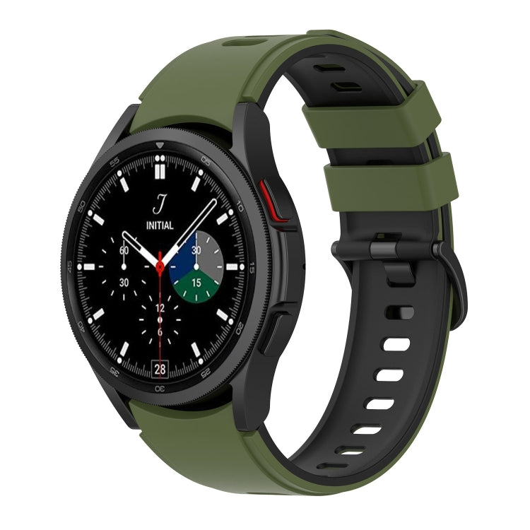 For Samsung Galaxy Watch5 Pro 45mm/5 44mm/5 40mm Two-color Silicone Strap Watch Band(Army Green Black) - Smart Wear by buy2fix | Online Shopping UK | buy2fix