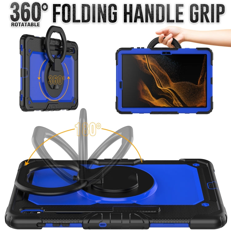 For Samsung Galaxy Tab S8+ / S7+ Bracelet Holder Silicone + PC Tablet Case(Dark Blue) - Galaxy Tab S8+ Cases by buy2fix | Online Shopping UK | buy2fix