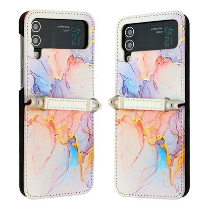 For Samsung Galaxy Z Flip4 Marble Pattern Leather Phone Case(Galaxy Marble White LS004) - Samsung Accessories by buy2fix | Online Shopping UK | buy2fix