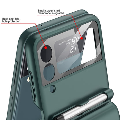 For Samsung Galaxy Z Flip4 GKK Magnetic Full Coverage Phone Flip Case with Pen(Forest Green) - Galaxy Z Flip4 5G Cases by GKK | Online Shopping UK | buy2fix