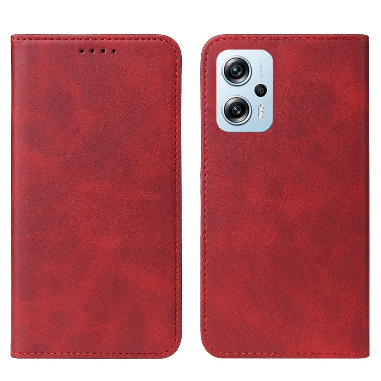 For Xiaomi Poco X4 GT Magnetic Closure Leather Phone Case(Red) - Poco X4 GT Cases by buy2fix | Online Shopping UK | buy2fix