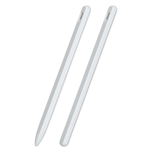 3 in 1 Striped Liquid Silicone Stylus Case with Two Tip Caps For Apple Pencil 1(White) - Pencil Accessories by buy2fix | Online Shopping UK | buy2fix