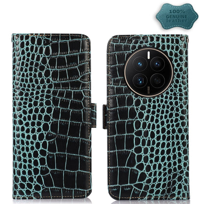 For Huawei Mate 50 Crocodile Top Layer Cowhide Leather Phone Case(Green) - Huawei Cases by buy2fix | Online Shopping UK | buy2fix