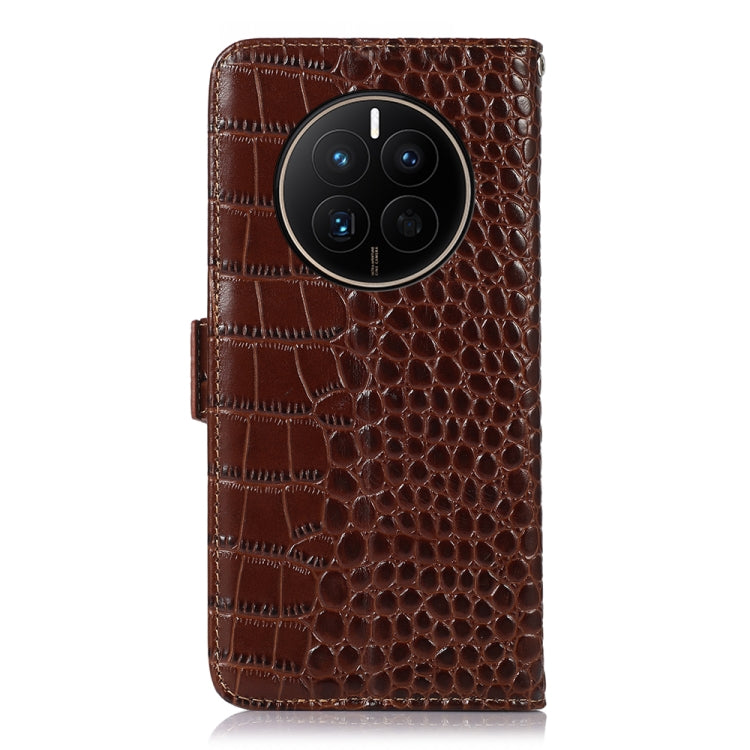 For Huawei Mate 50 Crocodile Top Layer Cowhide Leather Phone Case(Brown) - Huawei Cases by buy2fix | Online Shopping UK | buy2fix