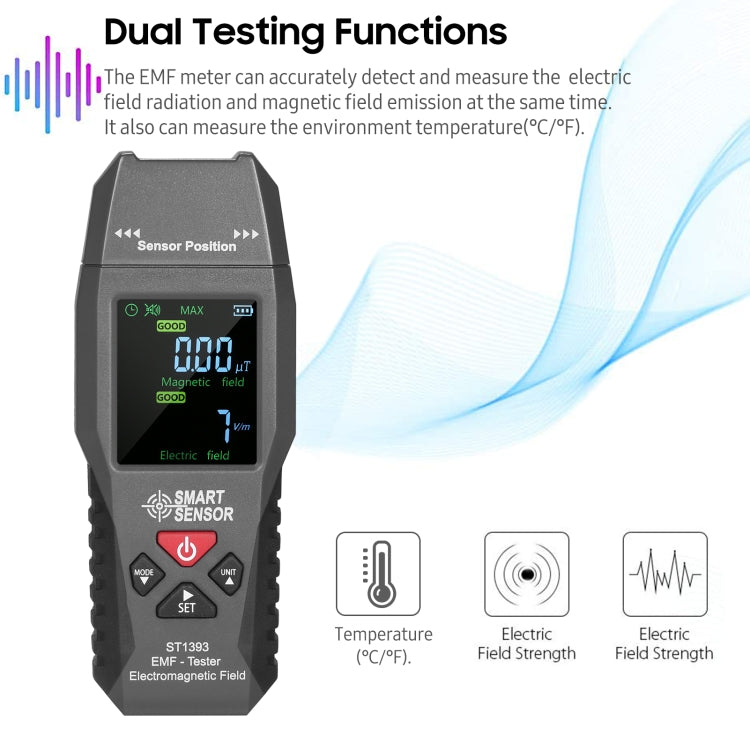 SmartSensor AS1393 Handheld Electromagnetic Radiation Detector(Black) - Consumer Electronics by buy2fix | Online Shopping UK | buy2fix