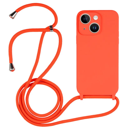 For iPhone 14 Crossbody Lanyard Liquid Silicone Case(Orange) - iPhone 14 Cases by buy2fix | Online Shopping UK | buy2fix