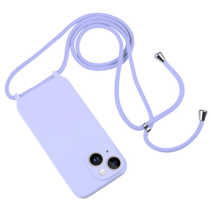 For iPhone 14 Crossbody Lanyard Liquid Silicone Case(Light Purple) - iPhone 14 Cases by buy2fix | Online Shopping UK | buy2fix