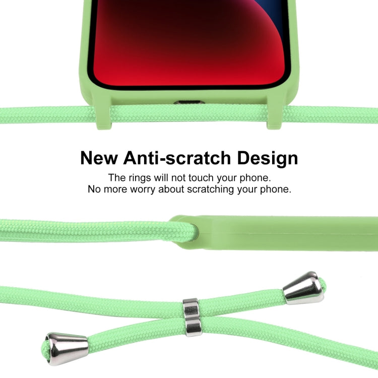 For iPhone 14 Crossbody Lanyard Liquid Silicone Case(Matcha Green) - iPhone 14 Cases by buy2fix | Online Shopping UK | buy2fix