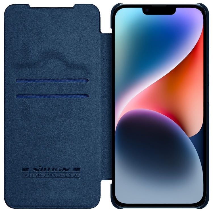 For iPhone 14 Plus  NILLKIN QIN Series Pro Crazy Horse Texture Leather Case(Blue) - iPhone 14 Plus Cases by NILLKIN | Online Shopping UK | buy2fix