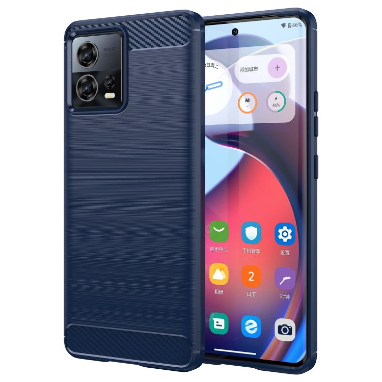 For Motorola Edge 30 Fusion/Moto S30 Pro Brushed Texture Carbon Fiber TPU Phone Case(Blue) - Motorola Cases by buy2fix | Online Shopping UK | buy2fix