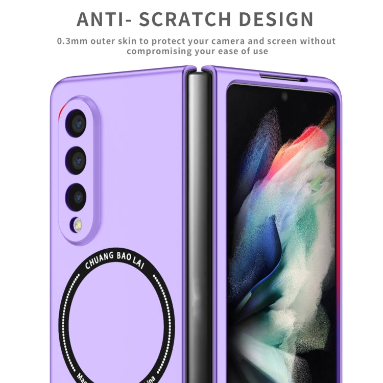 For Samsung Galaxy Z Fold3 5G Magsafe Magnetic Folding PC Phone Case(Purple) - Galaxy Phone Cases by buy2fix | Online Shopping UK | buy2fix