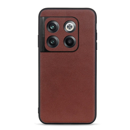 For OnePlus Ace Pro / 10T Lambskin Texture Genuine Leather Phone Case(Brown) - Mobile Accessories by buy2fix | Online Shopping UK | buy2fix