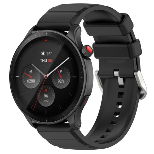 For Amazfit GTR 4 22mm Silicone Watch Band(Black) - Smart Wear by buy2fix | Online Shopping UK | buy2fix