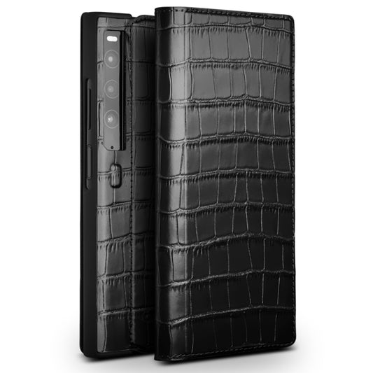 For Huawei Mate XS 2 QIALINO Crocodile Pattern Genuine Leather Phone Case(Black) - Huawei Cases by QIALINO | Online Shopping UK | buy2fix