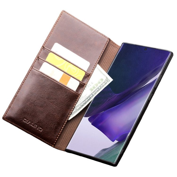 For Samsung Galaxy Note20 QIALINO Genuine Leather Phone Case(Brown) - Galaxy S22 5G Cases by QIALINO | Online Shopping UK | buy2fix