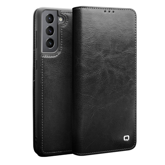 For Samsung Galaxy S21+ 5G QIALINO Genuine Leather Phone Case(Black) - Galaxy S21+ 5G Cases by QIALINO | Online Shopping UK | buy2fix