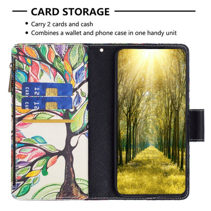 For Samsung Galaxy A14 5G Colored Drawing Pattern Zipper Leather Phone Case(Big Tree) - Galaxy Phone Cases by buy2fix | Online Shopping UK | buy2fix