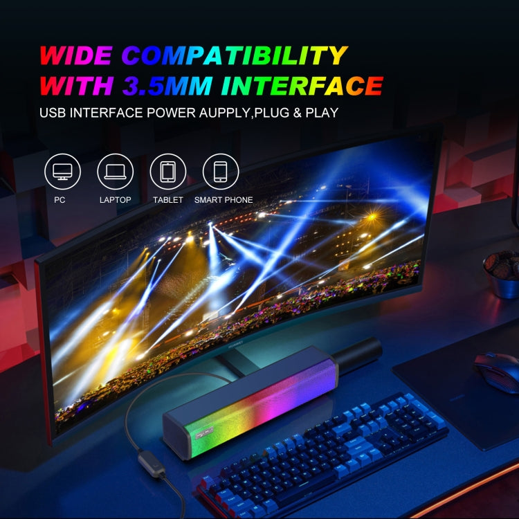 HXSJ Q9 RGB Luminous Computer Speaker Bar -  by HXSJ | Online Shopping UK | buy2fix
