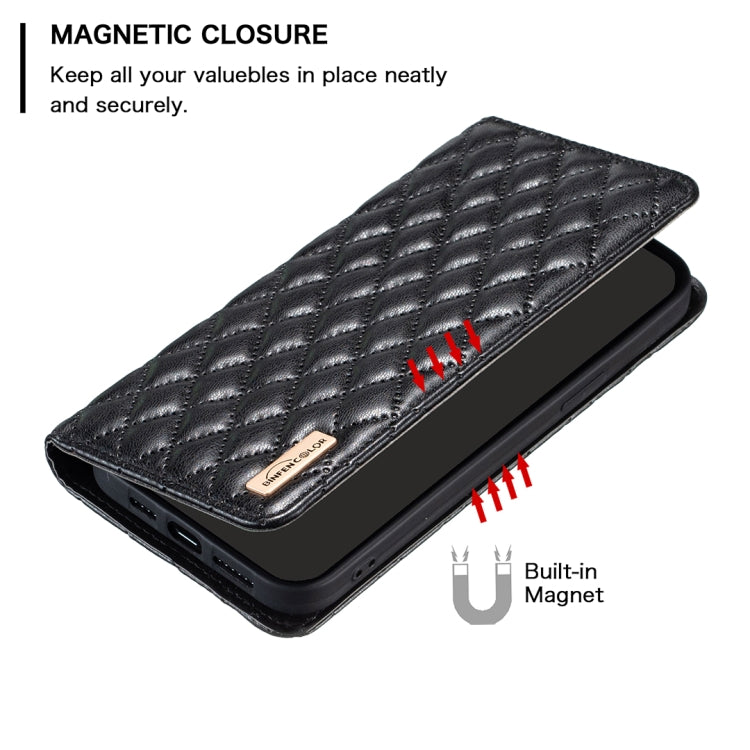 For Xiaomi Redmi 9A Diamond Lattice Magnetic Leather Flip Phone Case(Black) - Xiaomi Cases by buy2fix | Online Shopping UK | buy2fix