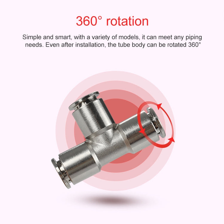 PE-10 LAIZE Nickel Plated Copper Tee Pneumatic Quick Fitting Connector -  by LAIZE | Online Shopping UK | buy2fix