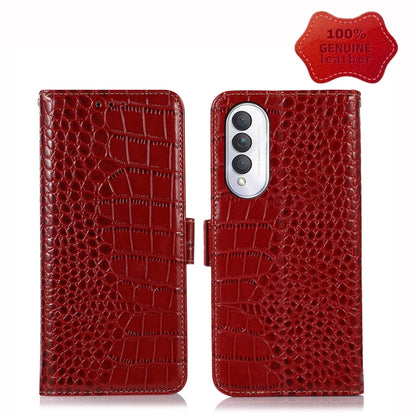 For Samsung Galaxy A14 5G Crocodile Top Layer Cowhide Leather Phone Case(Red) - Galaxy Phone Cases by buy2fix | Online Shopping UK | buy2fix